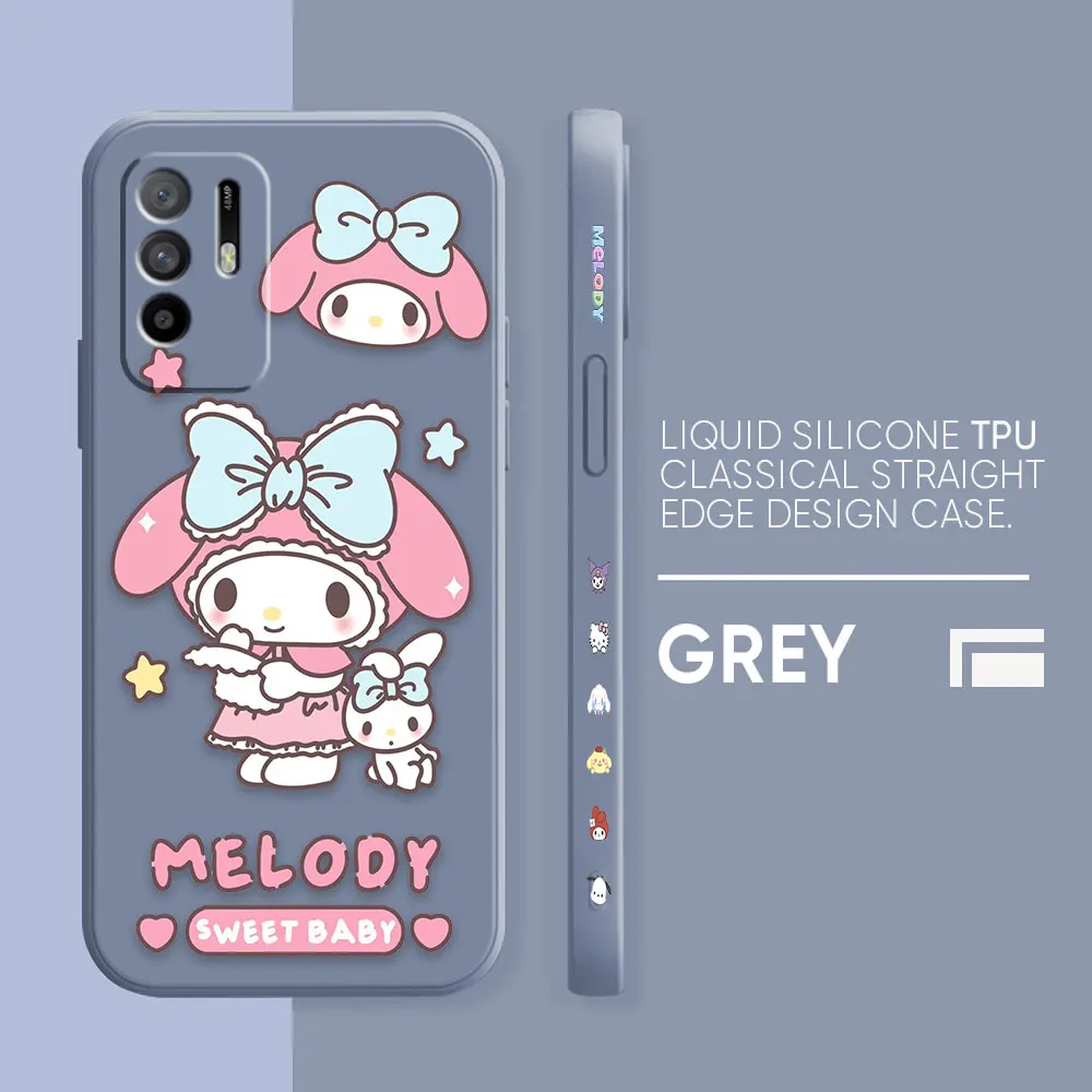 thumbnail image 1 of Case For OPPO A52 A54 A55 A57 A59 A93 A83 A92S A93S 4G 5G A16 Colour Simple Liquid Silicone Case Cartoon My Melody, 1 of 5