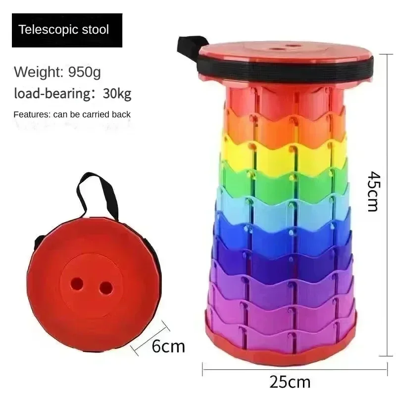 2025 Hot Portable Folding Telescopic Stool Lightweight Plastic Subway. Queuing Chair and Outdoor Camping Fishing with Carry Bag 6