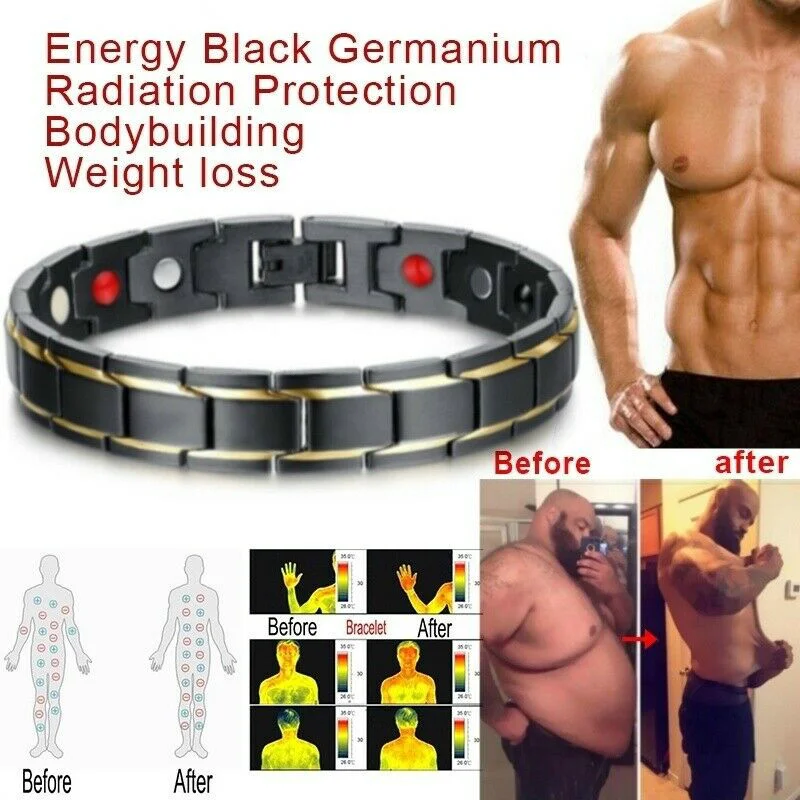 Women Men Health Therapy Magnetic Bracelet Power 4 in1 Negative Ions Germanium Stainless Steel Bangles Dropshipping / Wholesale