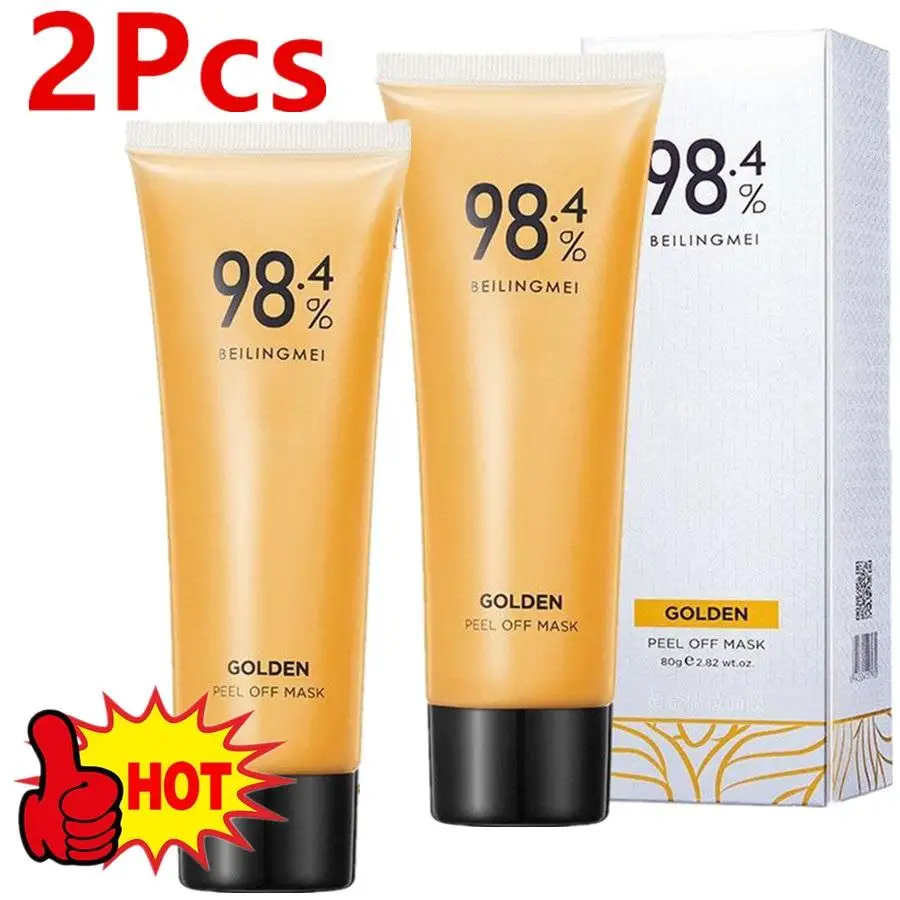 

2Pcs 98.4% Beilingmei Gold Foil Peel-Off Mask 24k Gold Foil Peel-Off Masque Firming facial mask for Rough Large Pores for Women