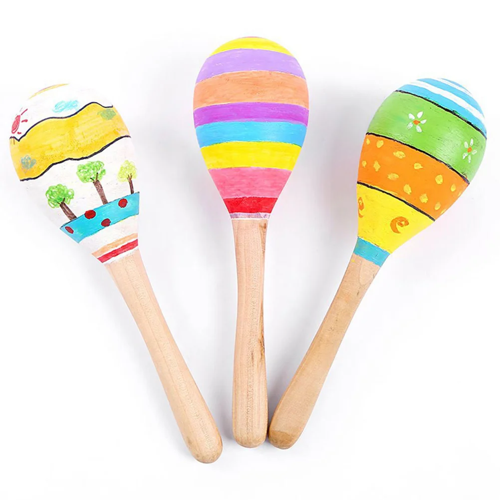 

Maracas Toy Unfinished Lightweight Lasting Educational Music Toy Musical Enlightenment Toy Wooden Maracas Toys for Toddlers