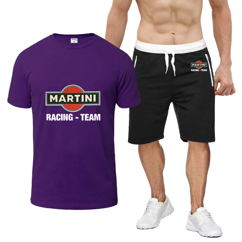 2023 new Martini Racing printing summer men's HipHop Harajuku style T-shirt high-quality short-sleeved shorts suit sportswear