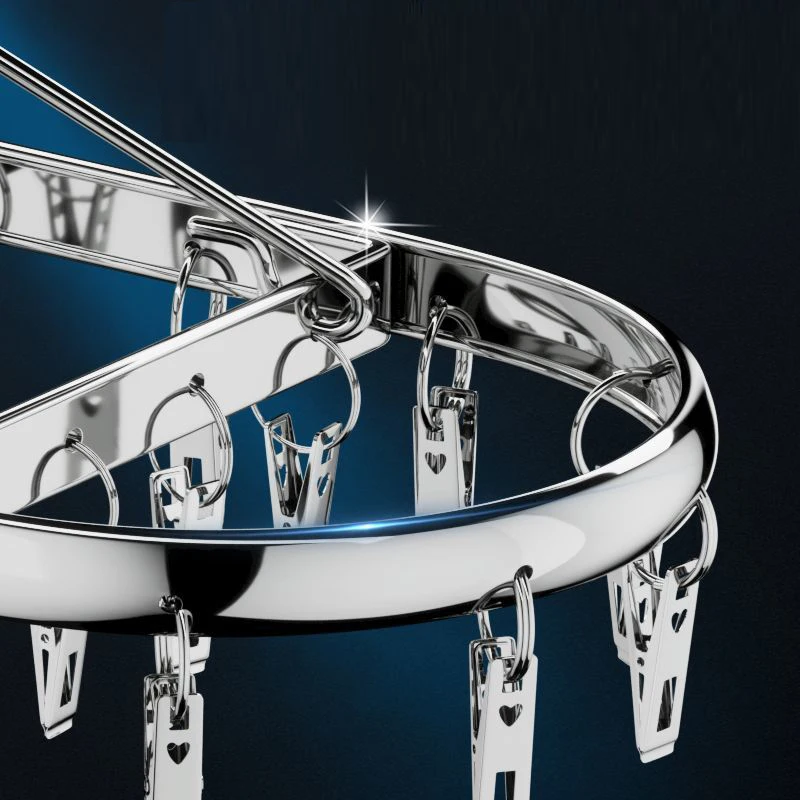 10/18/32 Clip Stainless Steel Drying Basket Multifunctional Hangers for Clothes Underwear Drying Rack Multiple Clip Socks Hanger 5