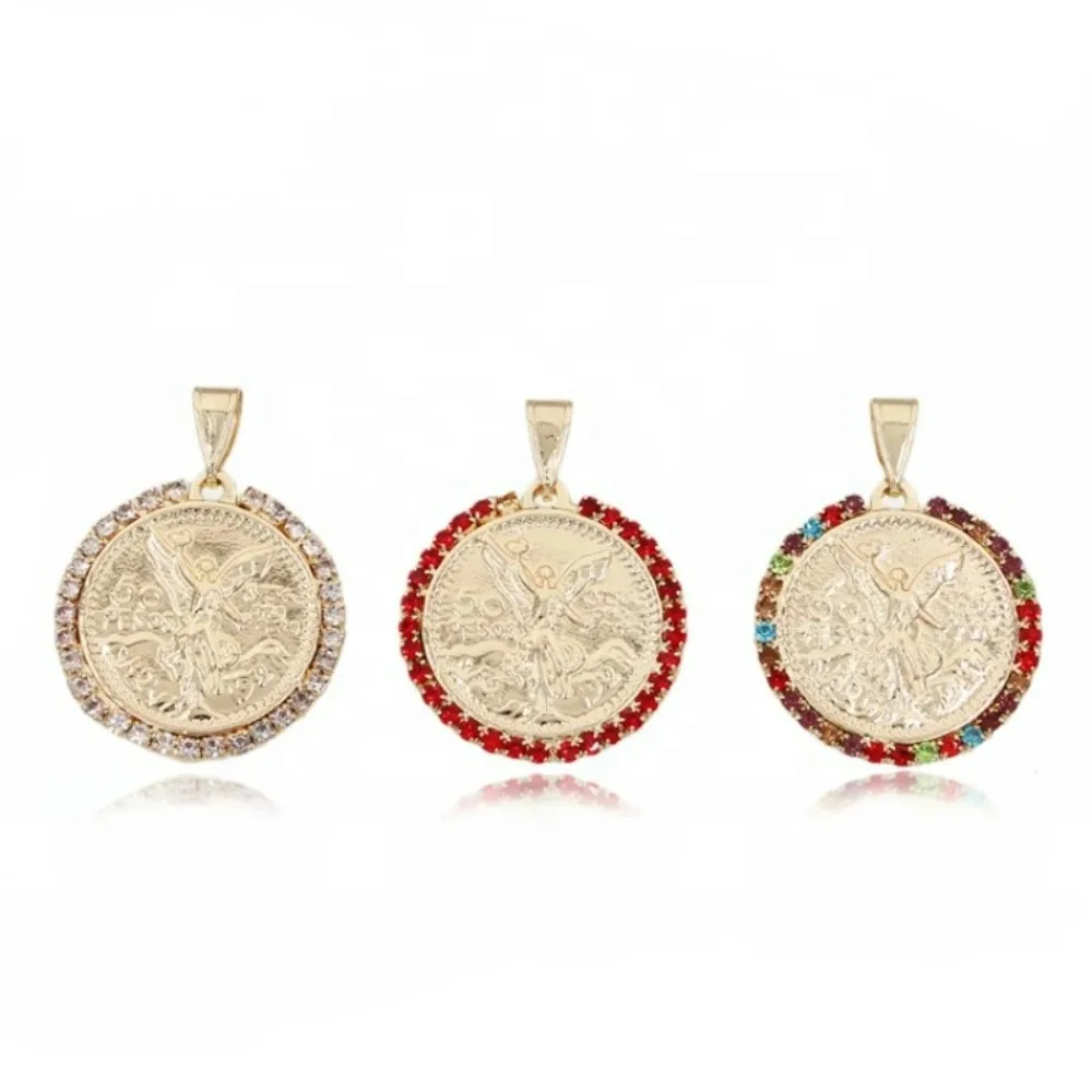 Luck Fashion Hip Hop Punk Metallizzato Pietre Preziose Colorate Messico 50 Pesos Design Grandi Uomini Ciondolo Gioielli Regalo Festa