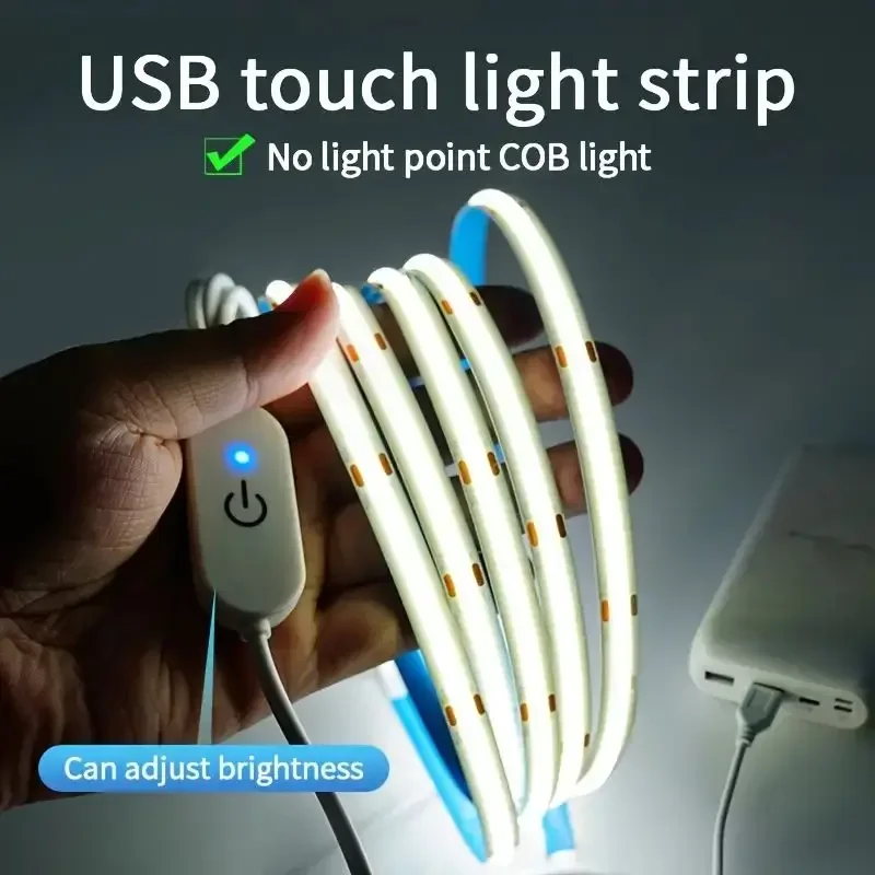 Description Picture 2 of itemUSB LED Strip DC 5V Flexible COB Light Tape Ribbon High Density Touch Sensor Dimmer RA90 320Led Backlight TV Linear Room Decor