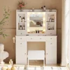 Cabinets Makeup Vanity Table Vanity Desk with Mirror and Lights, White Vanity Mirror with Lights Desk and Chair &7 Drawers 6