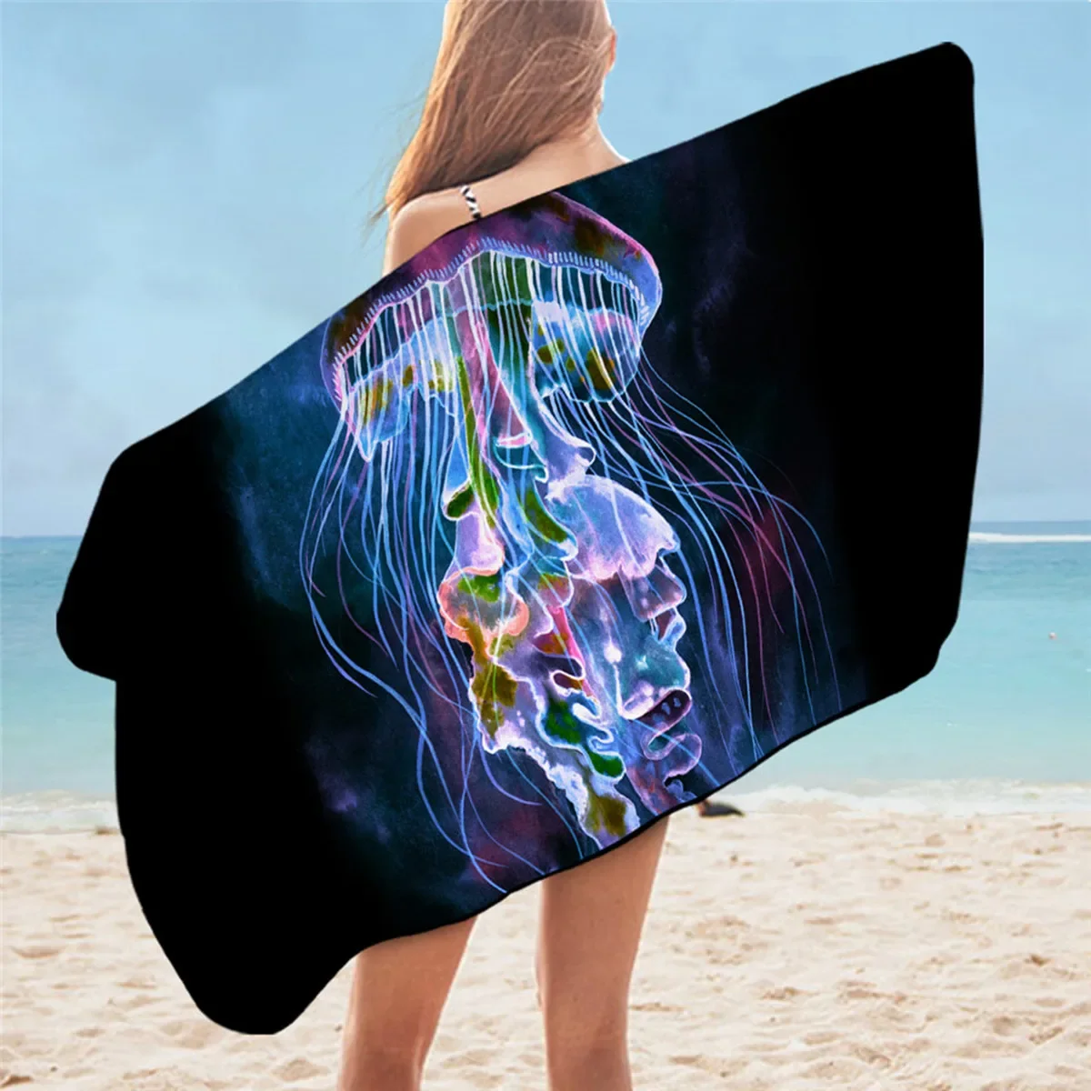 Summer Marine Life Beach Towel Microfiber Swim for Women Men Kid Marine Animal Shower Towel Travel Camping Yoga Gym Picnic Mat 2