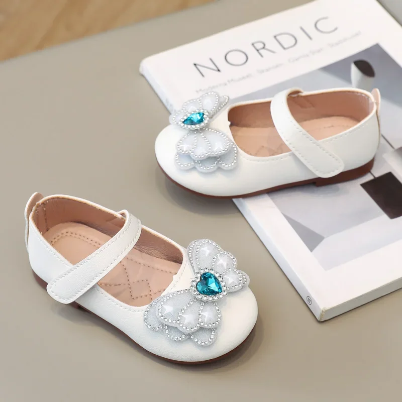 Kleinkinder Mädchen Lederschuhe Prinzessin Süße Kinder Casual Flats für Hochzeit Party Strass Schmetterling Kristall Herz Mode Schuhe – Detail 11