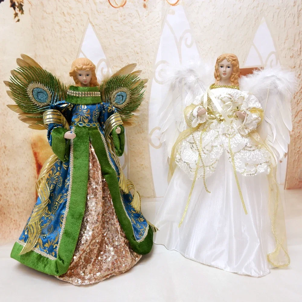 40cm Christmas Angel Doll Figurine Toy Treetop Ornaments Standing Birthday Natal Decorations Navidad Home Decor Christmas Tree Decoration Santa Claus Doll