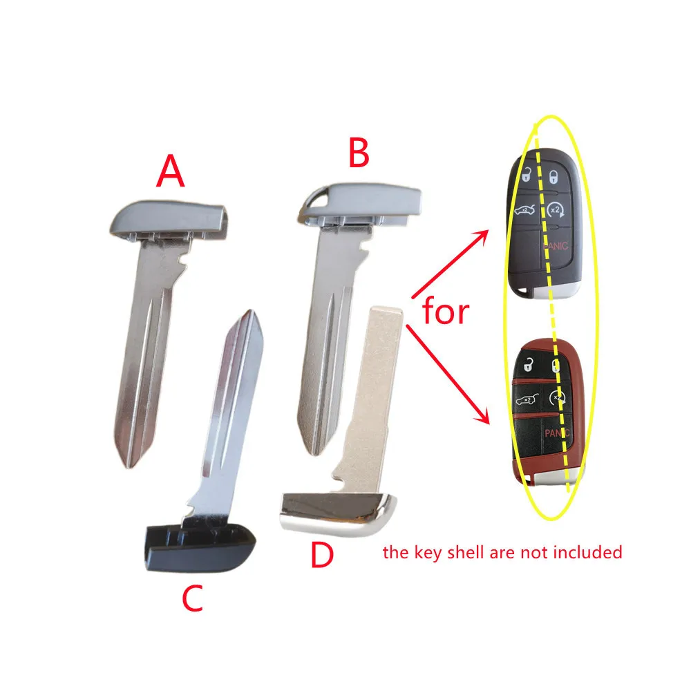 Uncut Emergency Remote Key Blade For Fiat 500 500X Fit Jeep Compass Renegade Grand Cherokee Dodge Ram Journey Challenger Insert