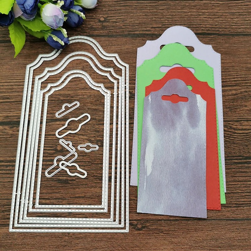 

6Pcs Personality wallpaper background tag Metal Cutting Dies Stencils Die Cut for DIY Scrapbooking Album Paper Card Craft Gift