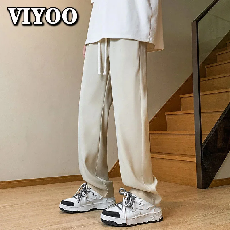 

Sweatpants Men's Y2k 2024 Summer Black High Street Drawstring Wide Leg Casual Straight Long Pant Trousers Korean Sportswear