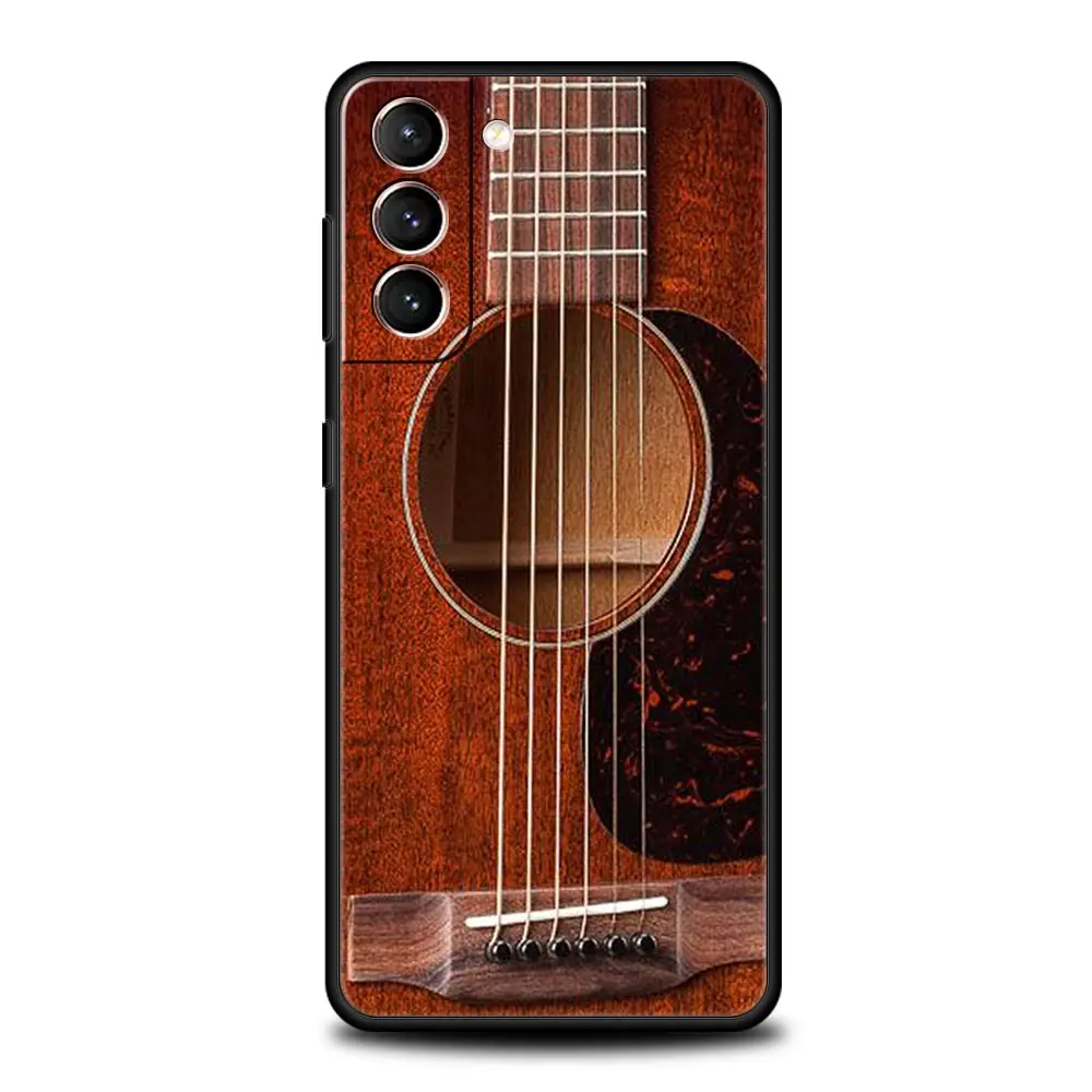 Black Music Instrument Design Phone Case - Guitar & Piano Theme