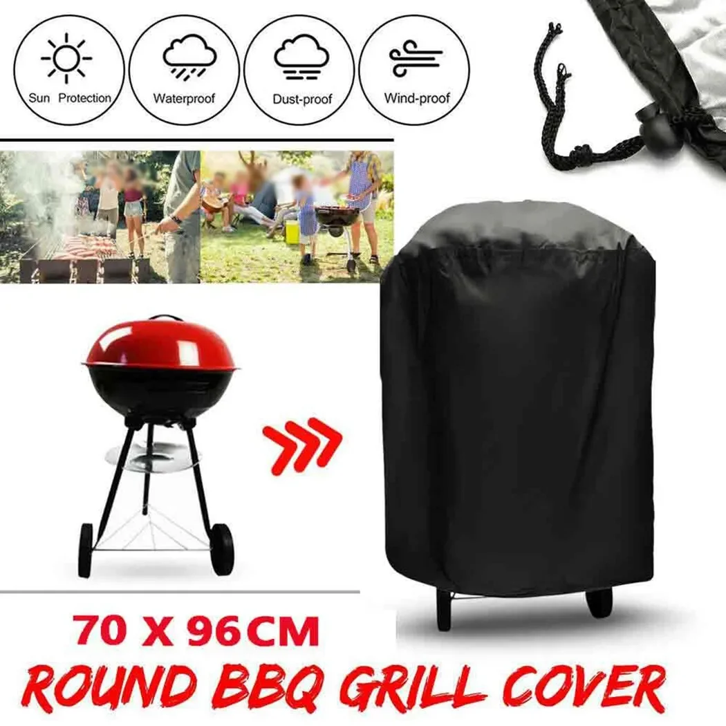 Reliable Round BBQ Garden Cover for Weber Barbecue Grill Waterproof Kettle Design Protect Your Grill from Rain and Insects
