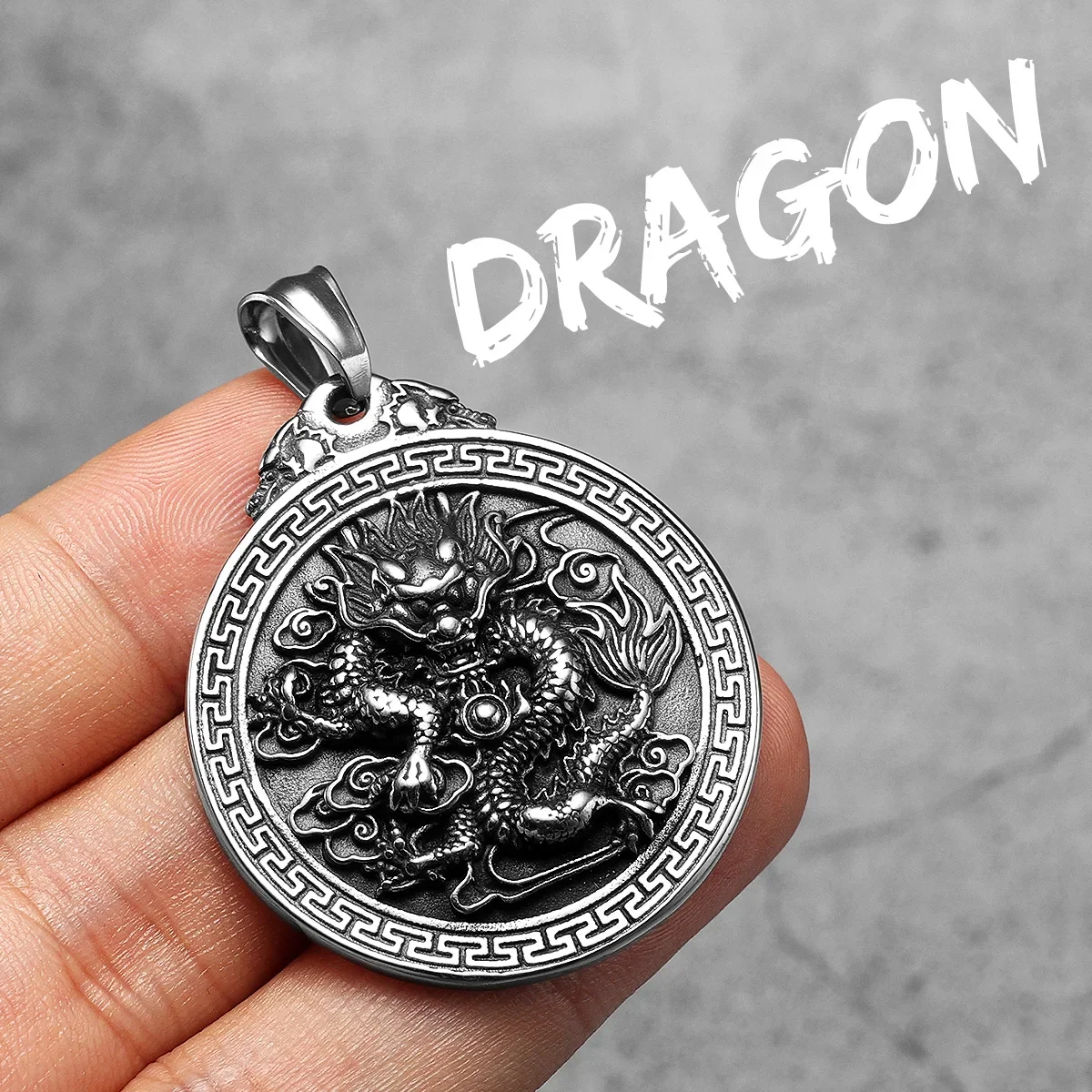 Collana Uomo Drago Cinese In Acciaio Inossidabile – Ciondolo Punk Rock Con Catena 60cm - 3