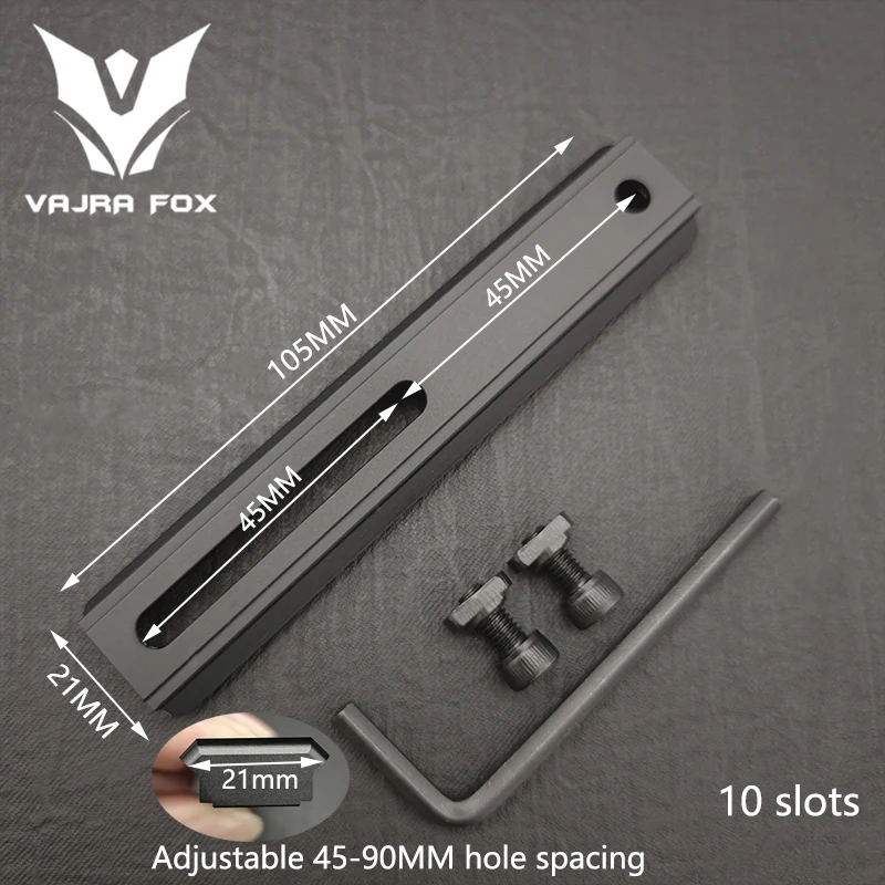 Adjustable Hole Spacing Rails 21mm Total Length 135mm 105MM 75mm 55MM Dual System Mlok Keymod Hunting Accessories adjustable rails