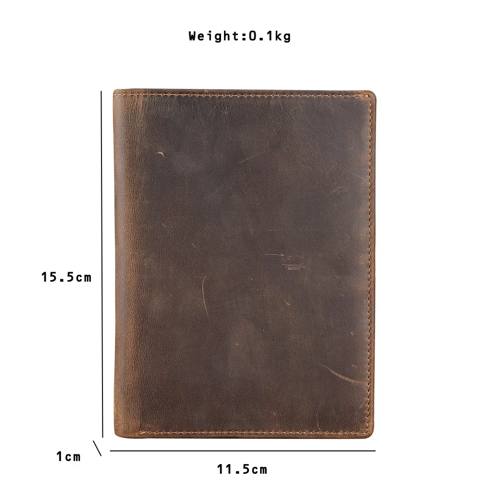 Leather Travel Wallet Passport Holder Genuine Leather Card Case for Men Passport Wallet Folding Wallet for Passports 5.5