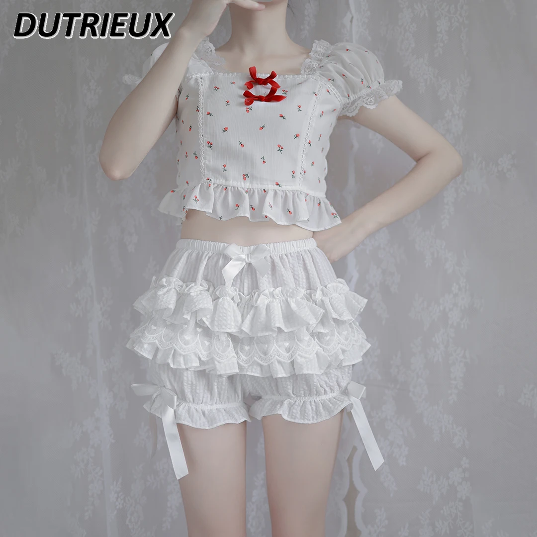Sweet Cute Lolita Shorts Female  2023 New Summer Multi-Layer Pettiskirt Girl Short Pants Fashion Casual Shorts for Women