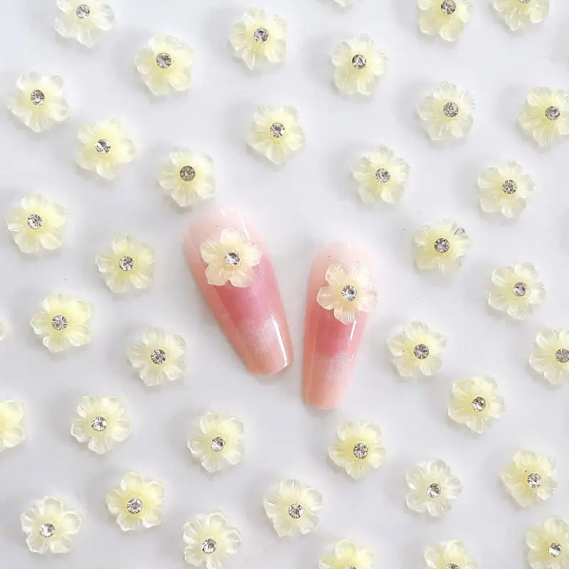 마카롱 컬러 꽃잎 꽃 네일 아트 장식, 미니 라인스톤 상감 오로라 시리즈 송진 네일 참, DIY 네일, 20 개