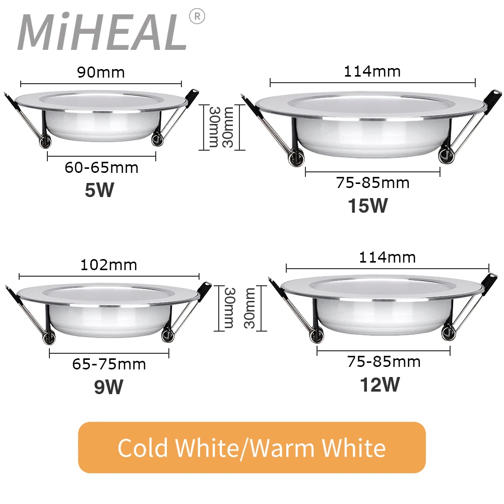 LED Downlight Recessed Ceiling Lamp 10PCS 5W 9W 12W 15W Three-color dimmable/Cold white/Warm white led Spotlight AC 220V led spotlight led downlight led ceiling light