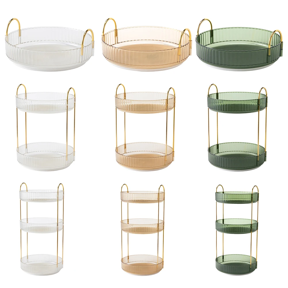 360 Degree Rotating Cosmetic Display Case Light Luxury Makeup Organizer Versatile Space-Saving for Dressing Table Washing Table 2