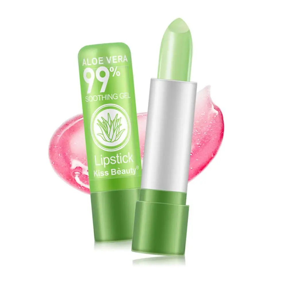 

Aloe Vera Lipsticks Color Changing Moisturizing Lipstick Color Mood Changing Long Lasting Lip Care Balm Anti Aging Natural Aloe