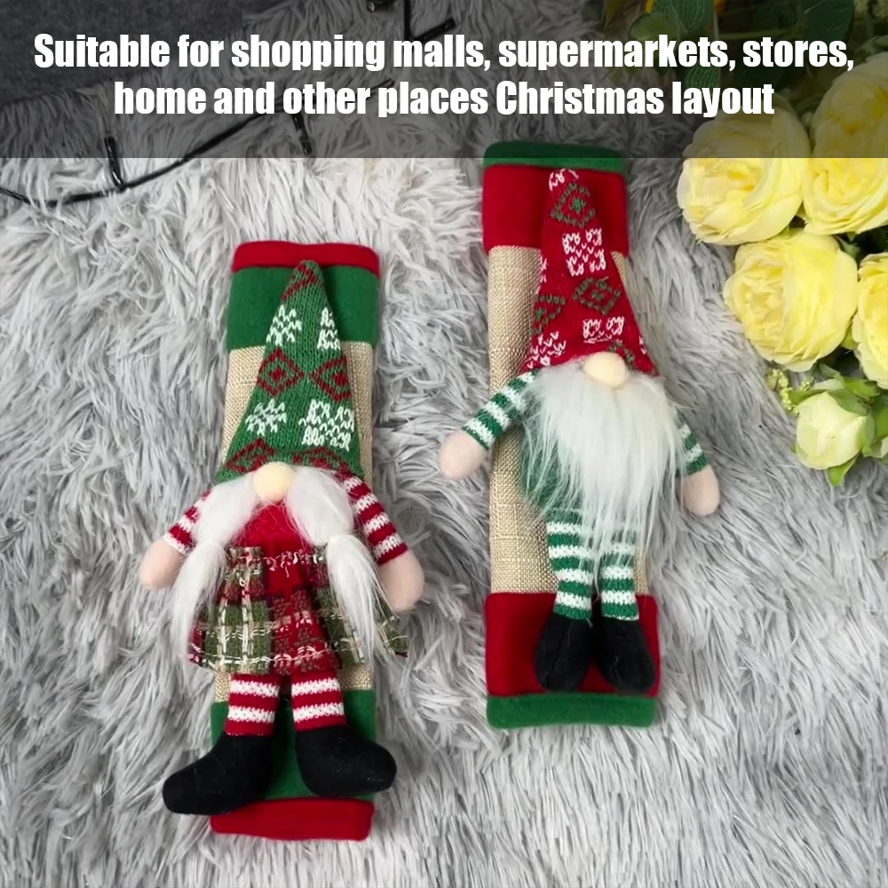 2pcs Christmas Cabinet Knob Set Handle Protector Christmas Home Decoration Kitchen Appliance Decoration Set
