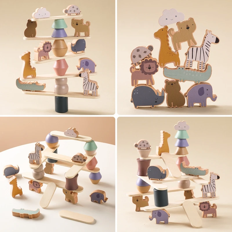 Montessori Wooden Toys Busy Board Games Balancer For Children Learning And Education Baby Memories Animal Shape Stacking Toys