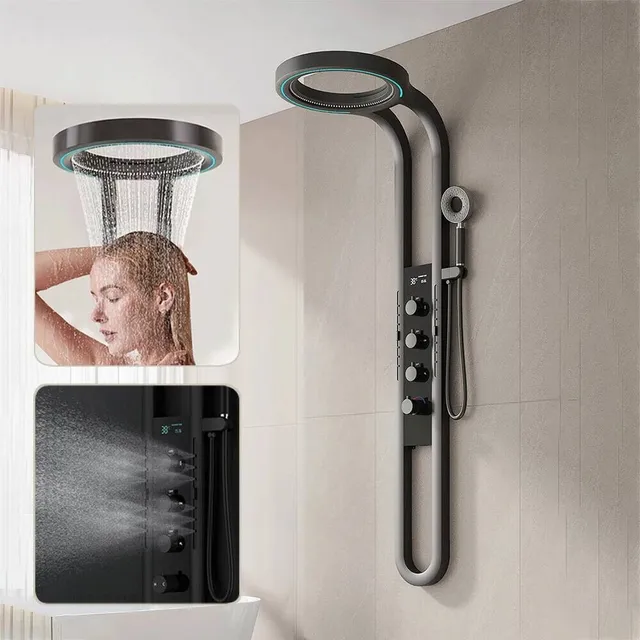 ชุดฝักบัวอาบน้ำระบบสปาแบบเรนชาวเวอร์ พร้อมระบบนวดด้วยแรงดันน้ำแบบเจ็ท ดีไซน์ทันสมัย ระดับไฮเอนด์ พร้อมจอแสดงผลอัจฉริยะสำหรับห้องน้ำ 1