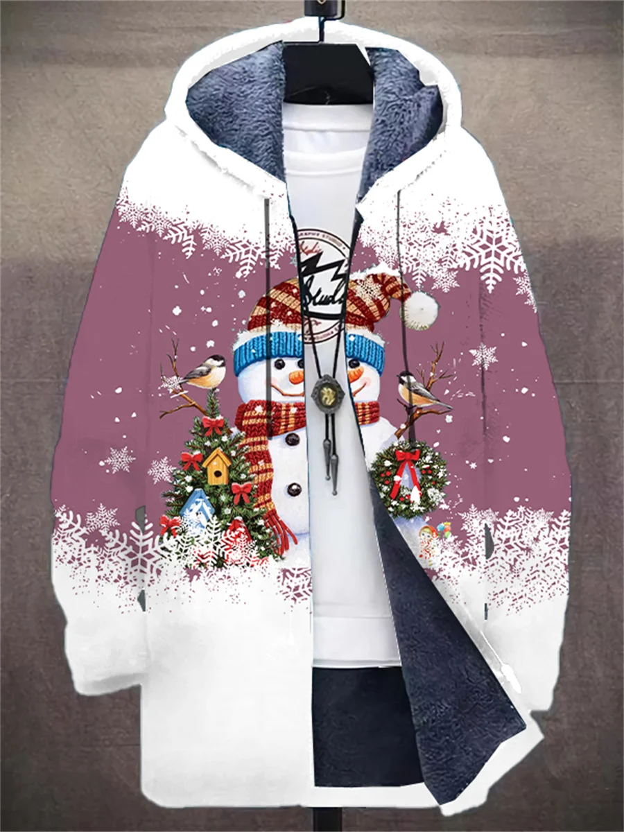 2023 autumn and winter latest men's Santa Claus series thickened hooded zipper jacket fleece hooded coat casual warm jacket