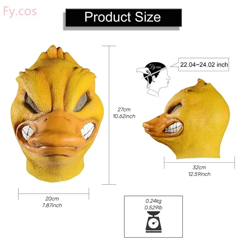 Halloween Costume Yellow Duck Head Party Animal Mask Cosplay Prop Latex Masks Green Fish Mask Funny Duck Bill Realistic Masks