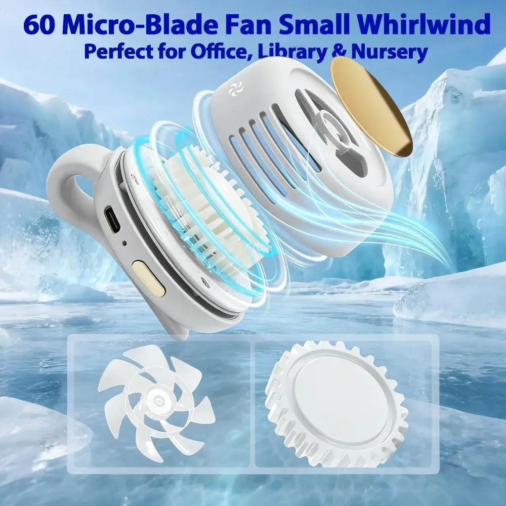 Portabl Clip On Mini Bladlss Silnt Elctric Waist Shirt Fan 3 Spd Adjustabl For Outdoor Camping Travl Cooling_voghion.com