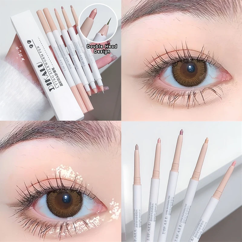Double Head Aegyosal Pencil Highlighter Arrow Waterproof Eyeliner Under Eye Liner Pen Matte Glitter Eye Makeup Korean Cosmetics liquid eyeliner eyeliner pencil