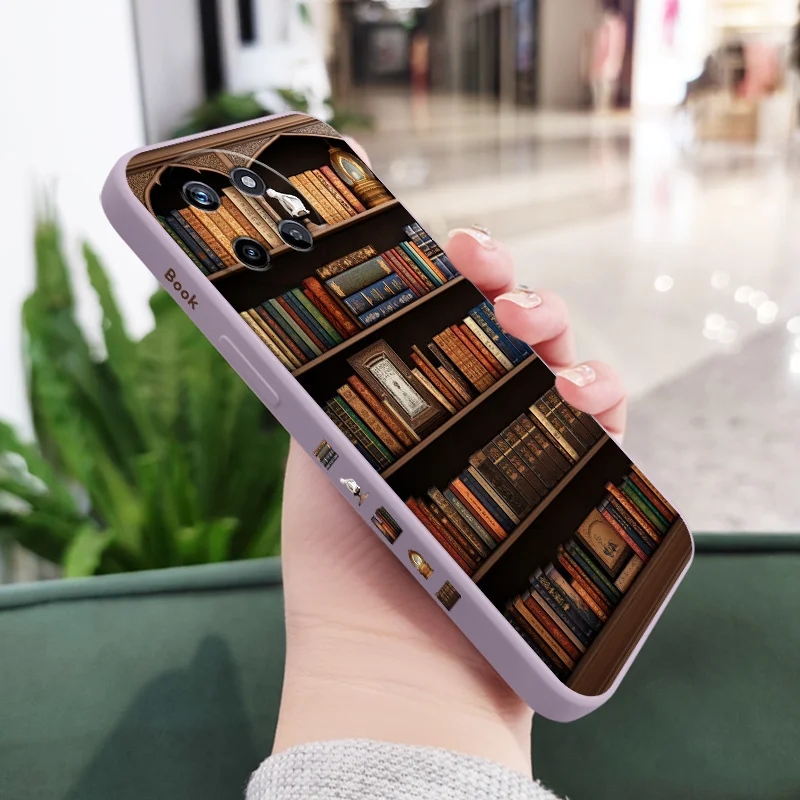 Vintage Bookshelf Design Liquid Silicone Phone Case