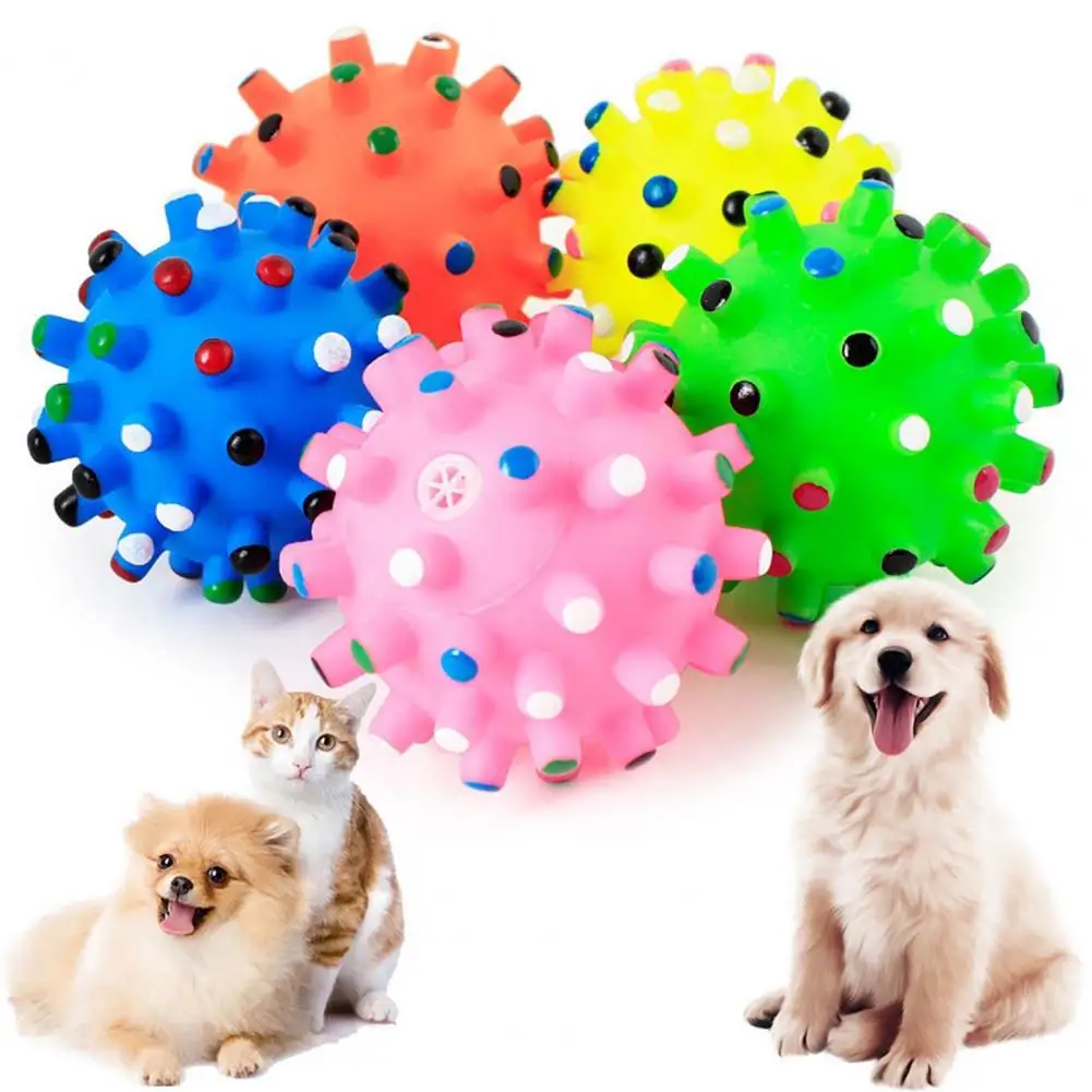 

Round Dog Ball Toy Durable Puppy Training Ball Decompression Display Mold Squeaky Interactive Training Pet Ball Toy