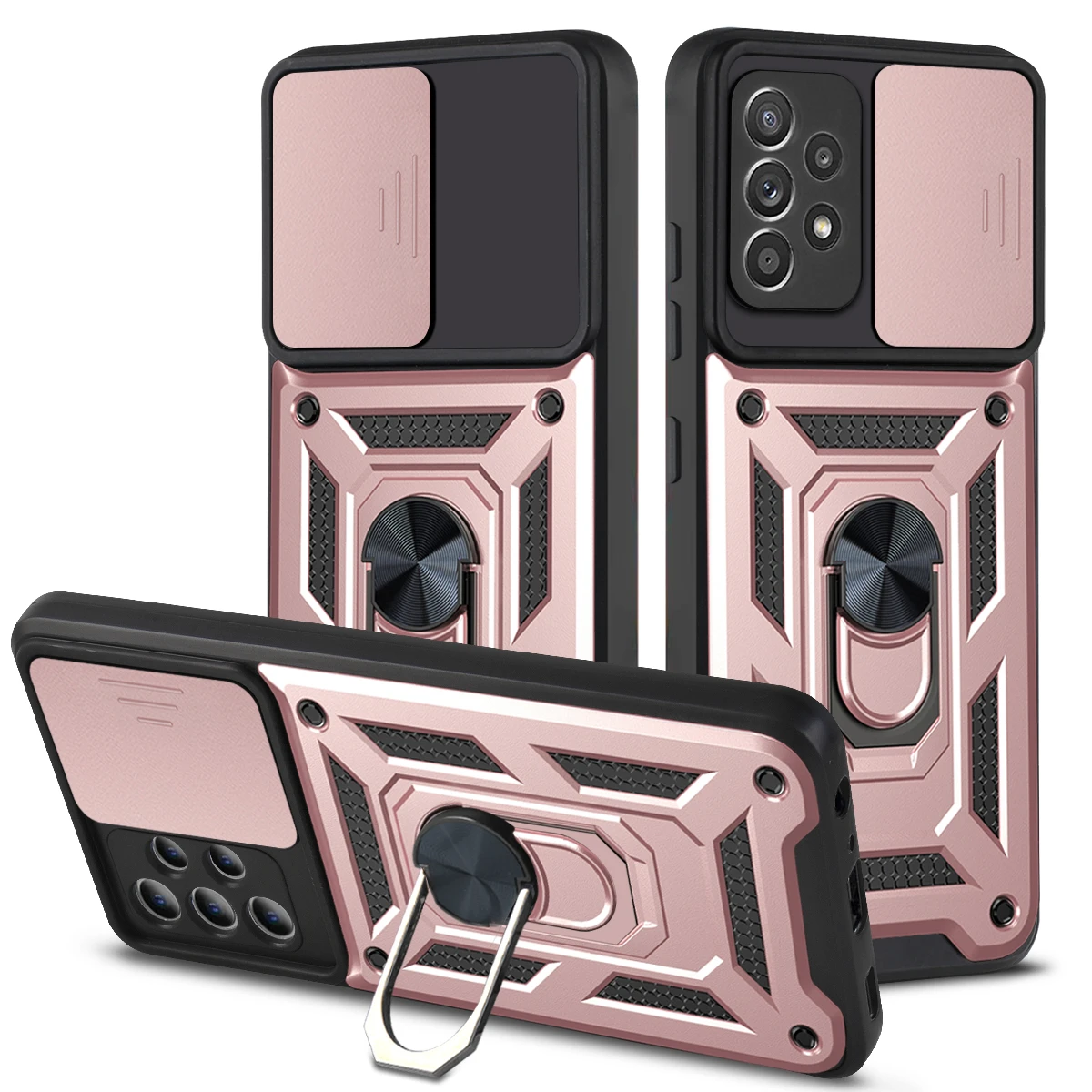 

Ударопрочный бампер для Samsung Galaxy A72, армированный защитный чехол для объектива камеры, магнитный держатель, кольцо, чехол для Samsung A72, искусственный чехол