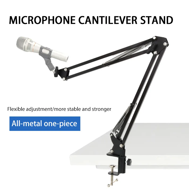 Adjustable Scissor Arm Mic Stand with Thickened C-Clamp for USB/Live Mic 6cm TableClamping RotationMount CompactDesk Holder