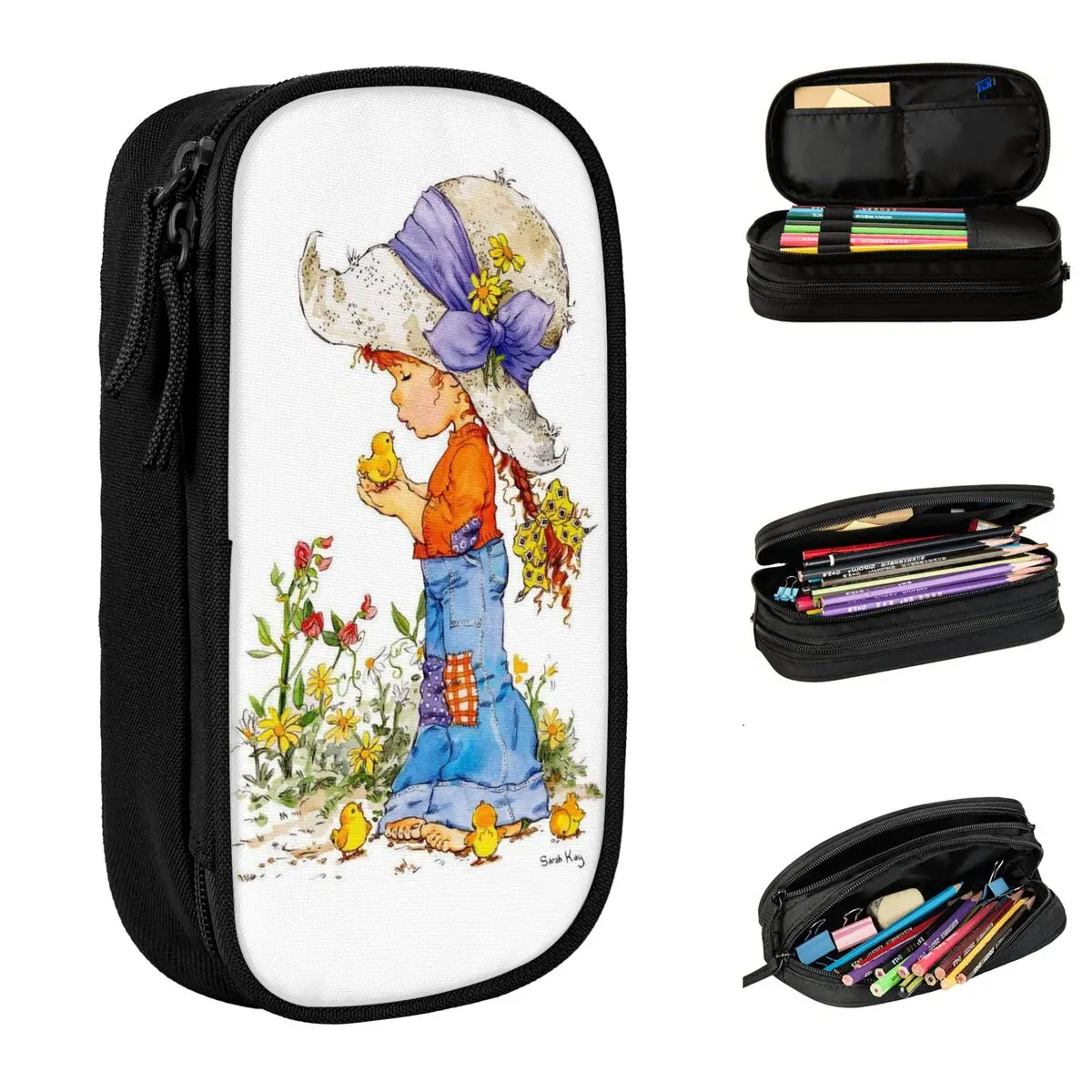 

Sarah Kay Girl Pencil Cases Kawaii Cartoon Pen Holder Pencil Bags for Student Large Storage School Supplies Gift Pencilcases
