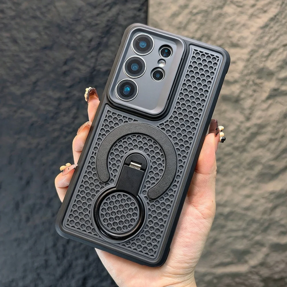 Summer Heat Dissipate Rotatable Bracket Case with Hollow Cooling Anti-Slip Cover