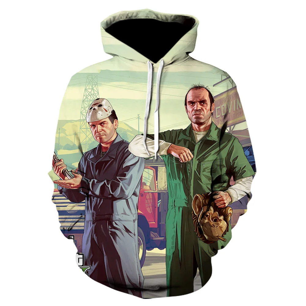 thumbnail image 1 of Sudadera con capucha para hombre y mujer con estampado 3D del juego GTA 5 Grand Theft Auto, estilo hip hop, de gran tamaño, ropa de calle, tops para niños, 1 of 5