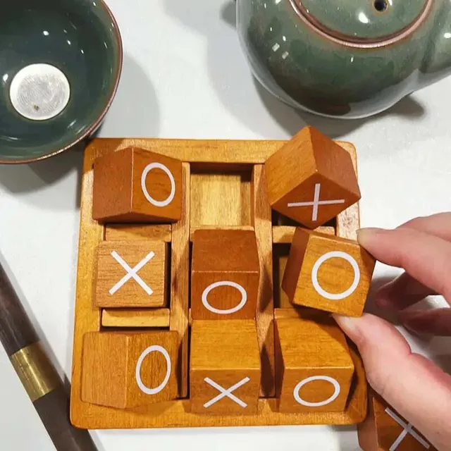 Wooden Chessboard Game Box XO Chess Training Concentration Logical Thinking Parent-child Interactive Tabletop Game Kids Gifts 4