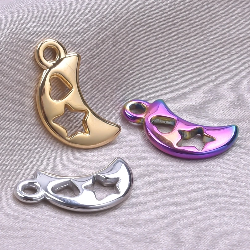 

5pcs Creative Hollow Moon Star Charms Stainless Steel Heart Pendant For Jewelry Making DIY Handmade Bracelet Necklace Jewelry