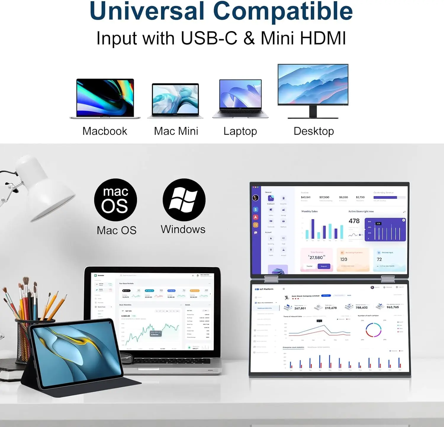 ޴ Ʈ ÷ 15.6 ̽ , VESA ͽٴ,  ũ 1080P FHD IPS, Ʈ PC, 360  ȸ, ű ĵ