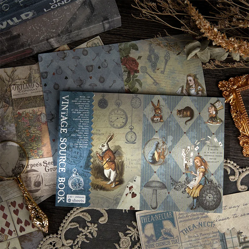 40 Sheets Large size Retro Decorative paper Planner Creativity Scrapbooking Material paper DIY Junk Journal Supplies