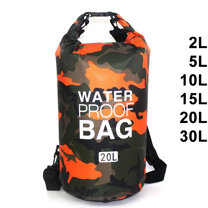 

30L Waterproof Swimming Bag Dry Sack Camouflage Colors Fishing Boating Kayaking Storage Drifting Rafting Bag 2L 5L 10L 15L 20L