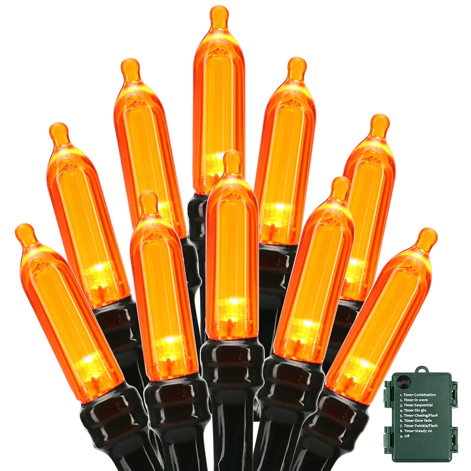 Halloween LED String Lights - 8 Modes Battery-Powered Orange/Purple/Warm Lights for Indoor and Outdoor Decorations