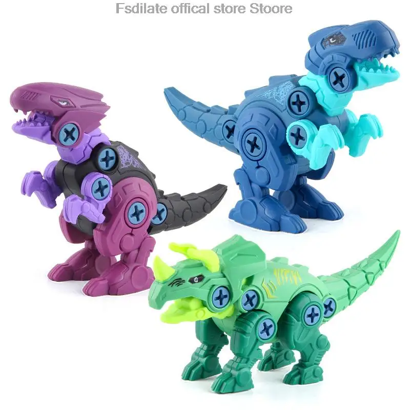 كتل بناء على شكل ديناصور مجمعة ، تيرانسورس ريكس ، مجموعة ألعاب ، مثقاب كهربائي صغير ، هدية للأطفال