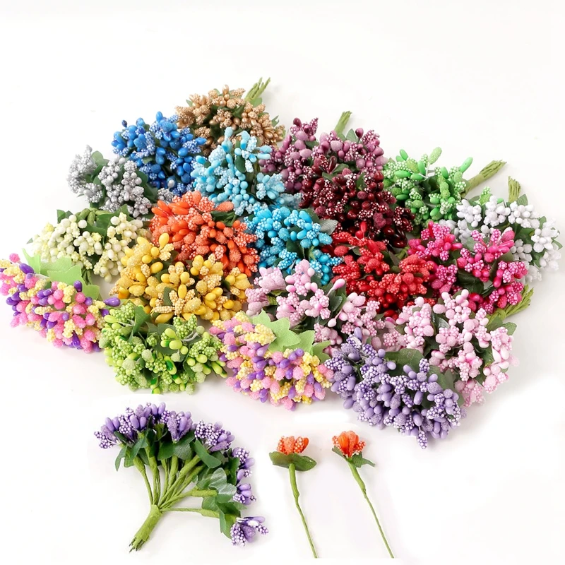 Artificial Flowers Stamen Bouquet for Home Room Decor Wedding Marriage Decoration Garland Mother's Day Gift Scrapbook Accessory artificial plants artificial flowers artificial flower bouquet artificial flower