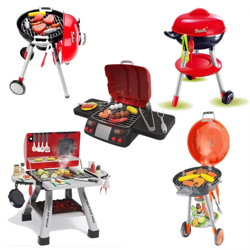 Unisex Interactive Kids Play Set with Smoke, Light&Sound, Pretend Kitchen Cooking Toy, Indoor Outdoor BBQ Grill for Kids Gift