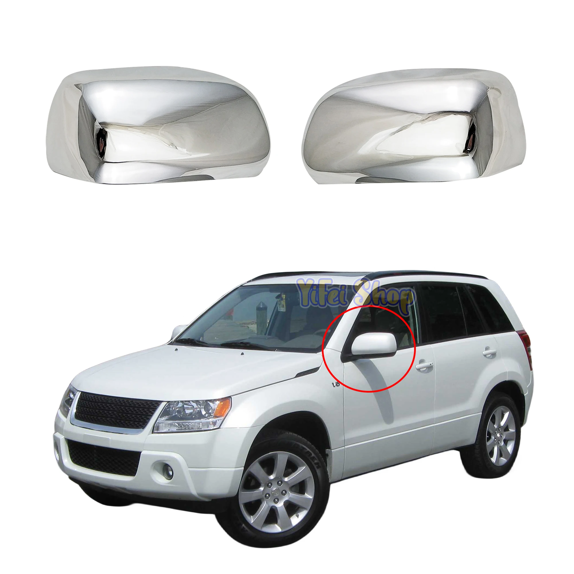 Vetro Specchietto Retrovisore Riscaldabile Per Suzuki Grand Vitara (2005-2015) - Lato Sinistro/Destro Con Piastra Di Supporto